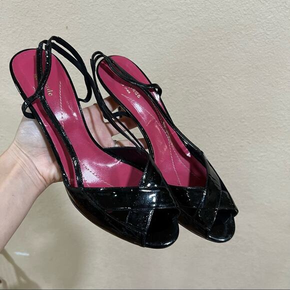 Kate Spade black patent leather strappy heeled sandals - Picture 8 of 8